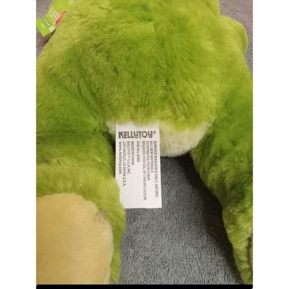 Kellytoy Green Frog Plush animal stuffed toy Laying Down 13" Soft - Picture 7 of 8